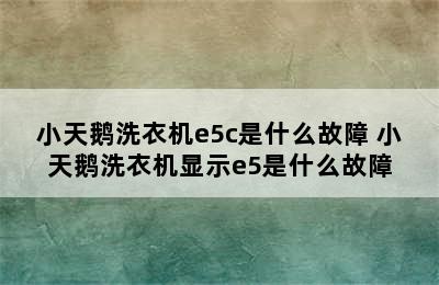 小天鹅洗衣机e5c是什么故障 小天鹅洗衣机显示e5是什么故障